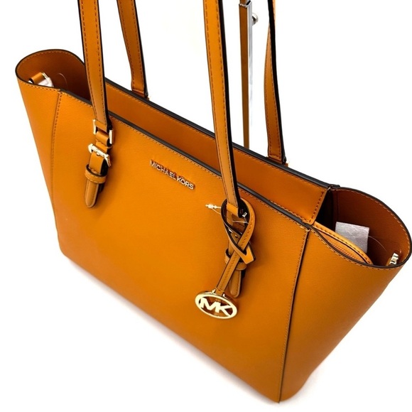 Michael Kors Charlotte LG Tote Bag 3 IN 1 Leather Shoulder Bag Cider - Picture 5 of 15